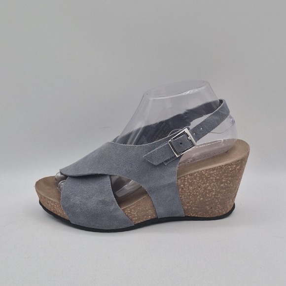 A. Giannetti Shoes Womens Size‎ 8 38 Gray Suede Leather Wedge Sandals Made Italy - Picture 2 of 13